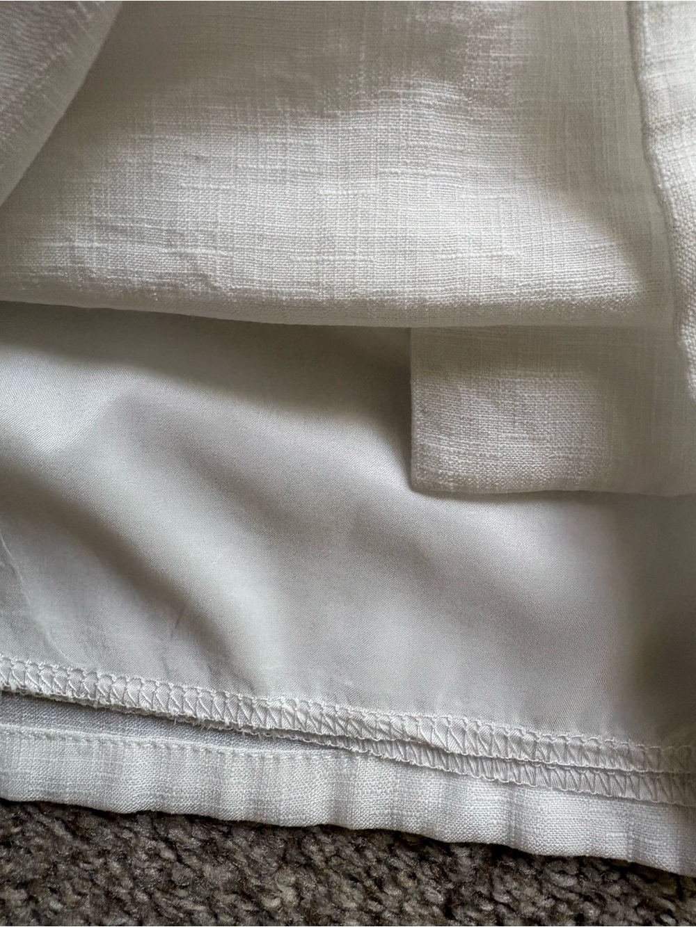 White Linen Blend Sleeveless Button Front Top & Shorts Set | Size Large - Picture 5 of 11